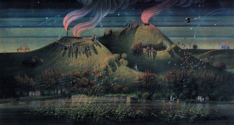 Broniaus Leonavičiaus iliustracija Martyno Vainilaičio mitologinei pasakai „Bruknelė“